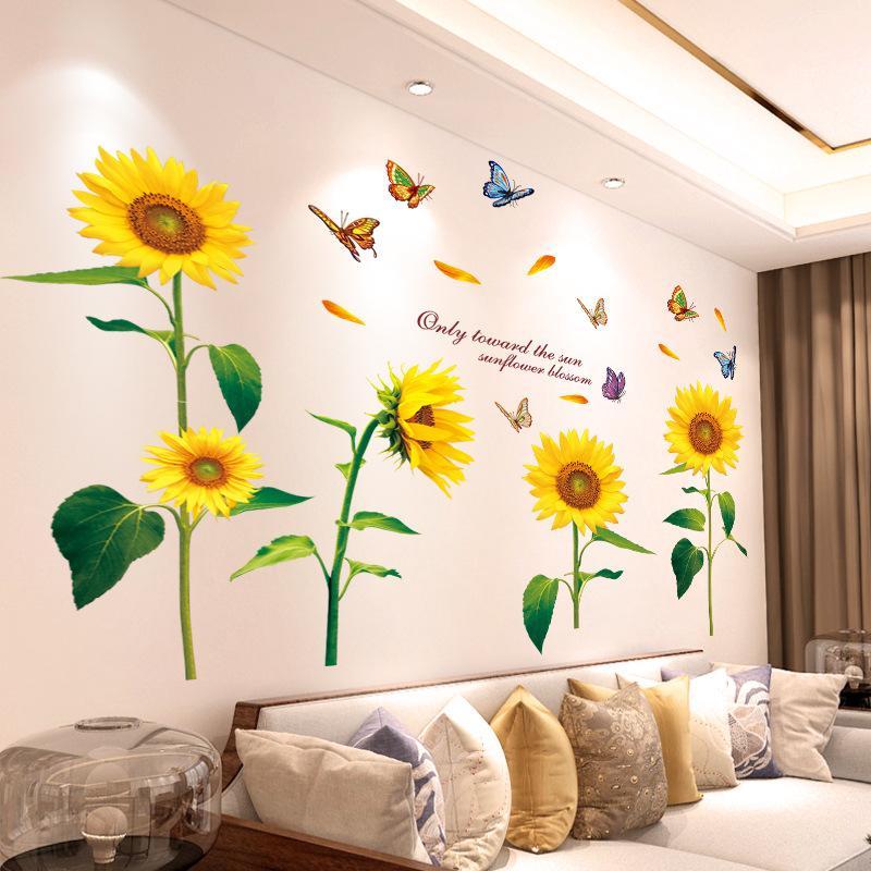 Self-adhesive Purple Lavender Butterfly Wall Decals DIY Floral Stickers for Coffee Shop Storefront Aesthetic Decoration