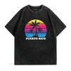 Mens Puerto Rico Retro Palm Tree Sunset Vacation Beach Trip T Shirt Black vintage Washed Comfortable Casual designer clothes