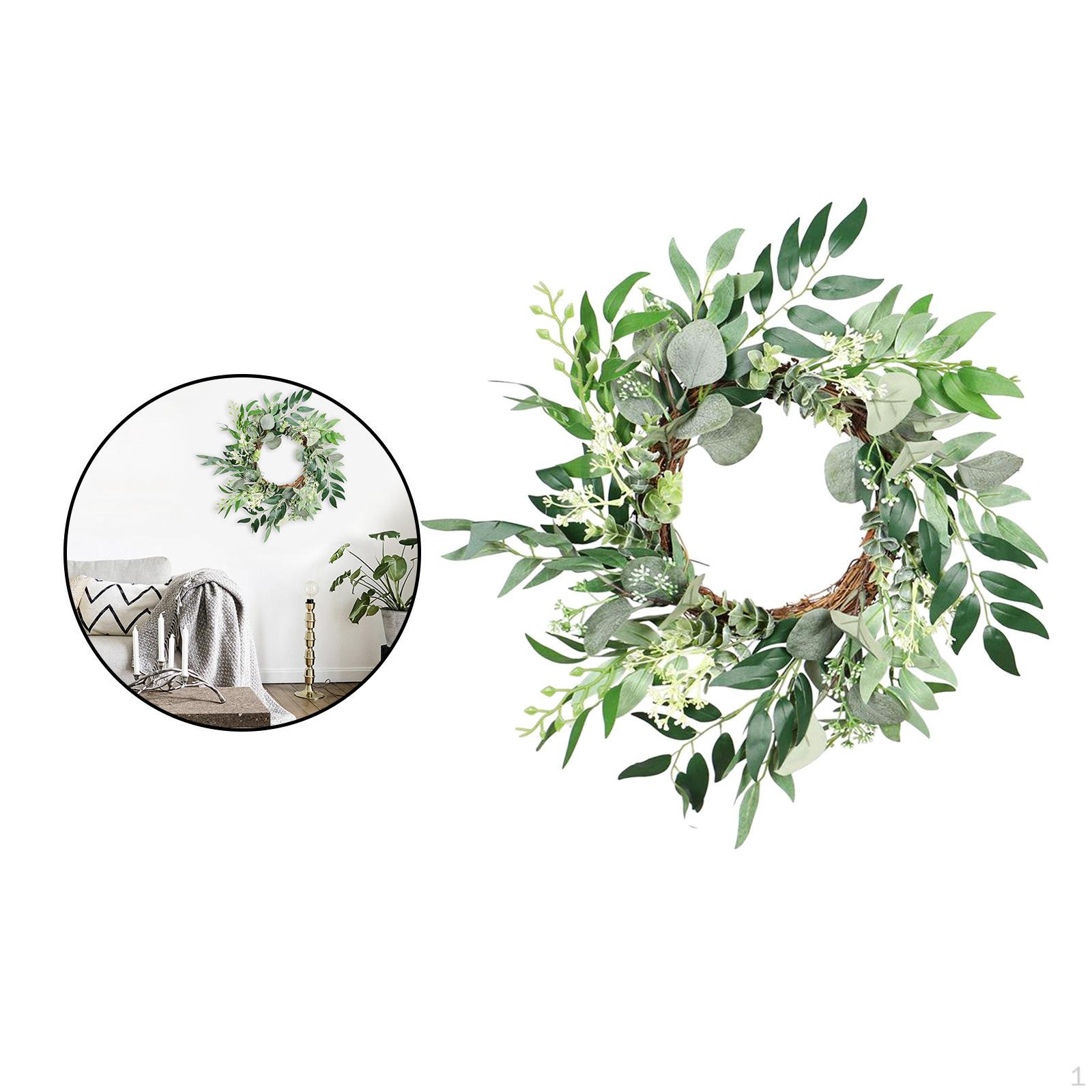 18  / 20  Artificial Eucalyptus Wreath Feather Green Garland 50cm