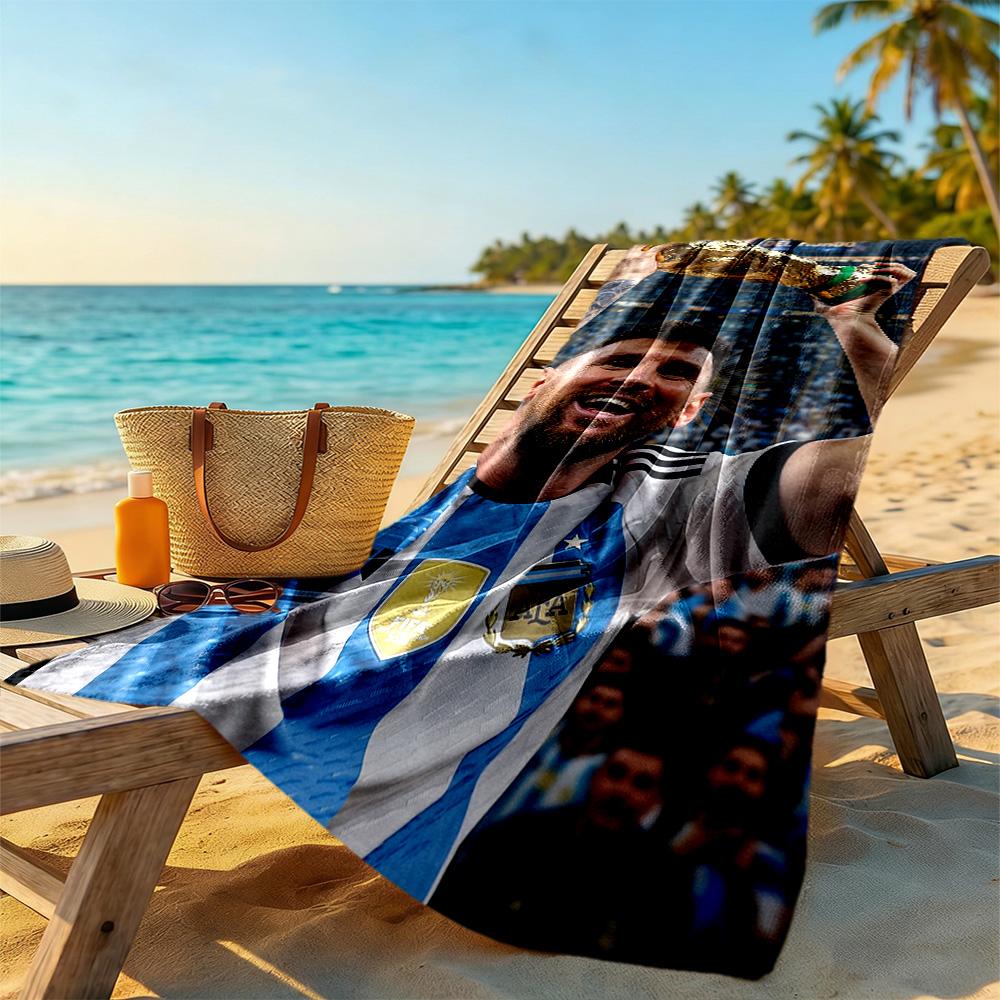 Messi Strandtuch Weich Langlebig Schnelltrocknend Bequem Leicht Ideal für Reisen, Outdoor, Schwimmen, Pool, Yoga, Surfen, Camping, Wandern, Fitnessstudio, Geschenk, Urlaub