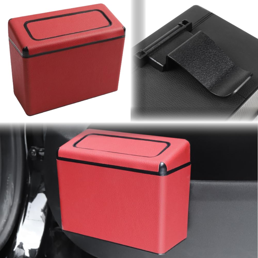 

Mellbo Car Trash , Car Trash , Hanging, Leather Style, Storage Box, Small Storage Box, Multi-functional, Large Capacity (Red) красный