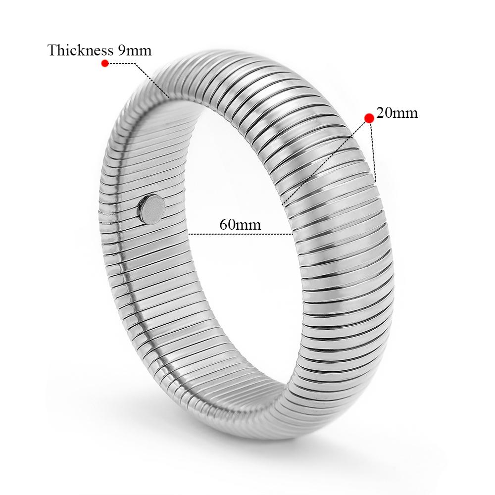 1pc 18k Gold Plated Stainless Steel Bracelet Vintage Elastic Polishing Bangle for Women Girl Fashion Aesthetic Jewelry Wholesale