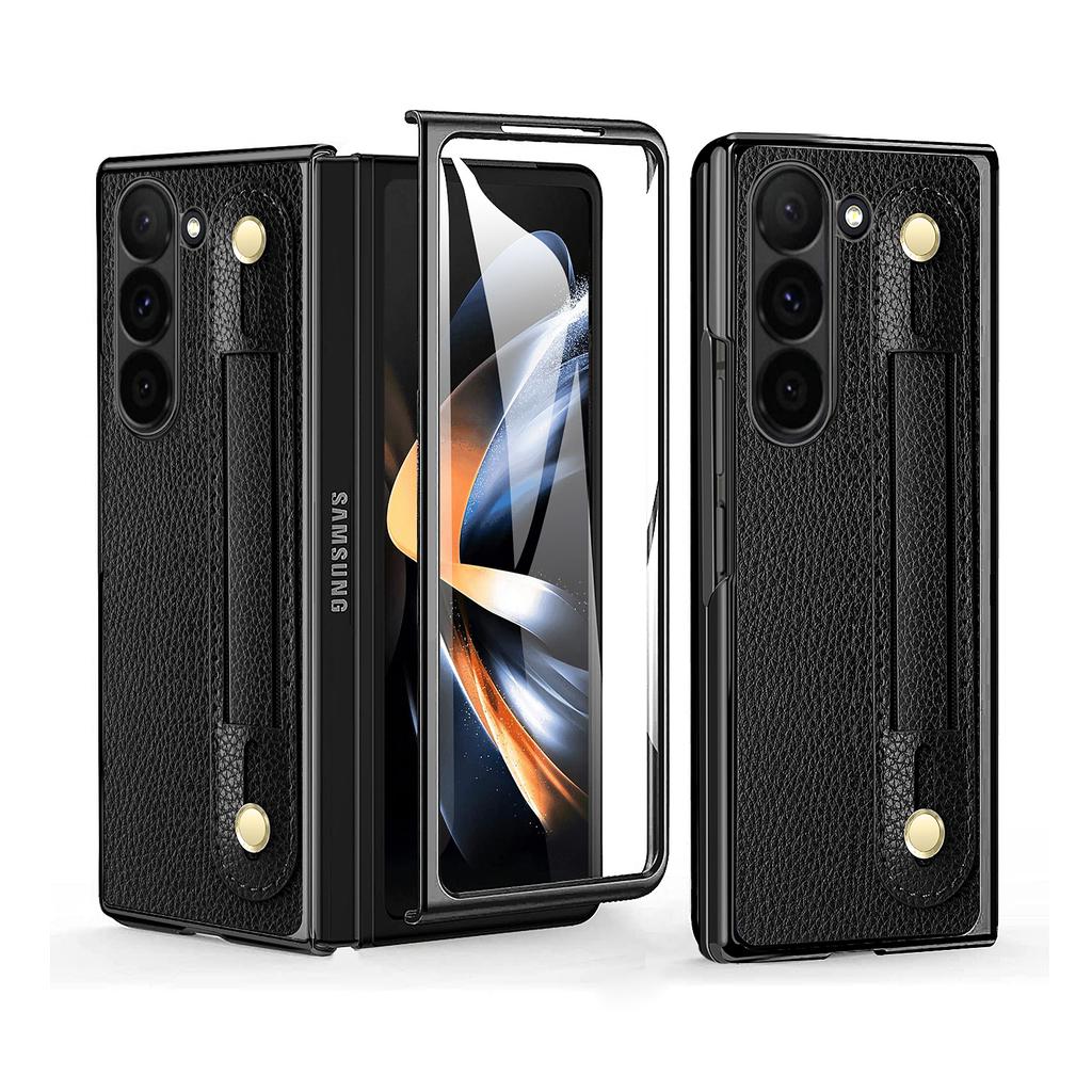 Compatitable With Samsung Galaxy Z Fold 7 Case With Kickstand Holder, Plating Edge Z Fold 6 Case With Front Screen Glass