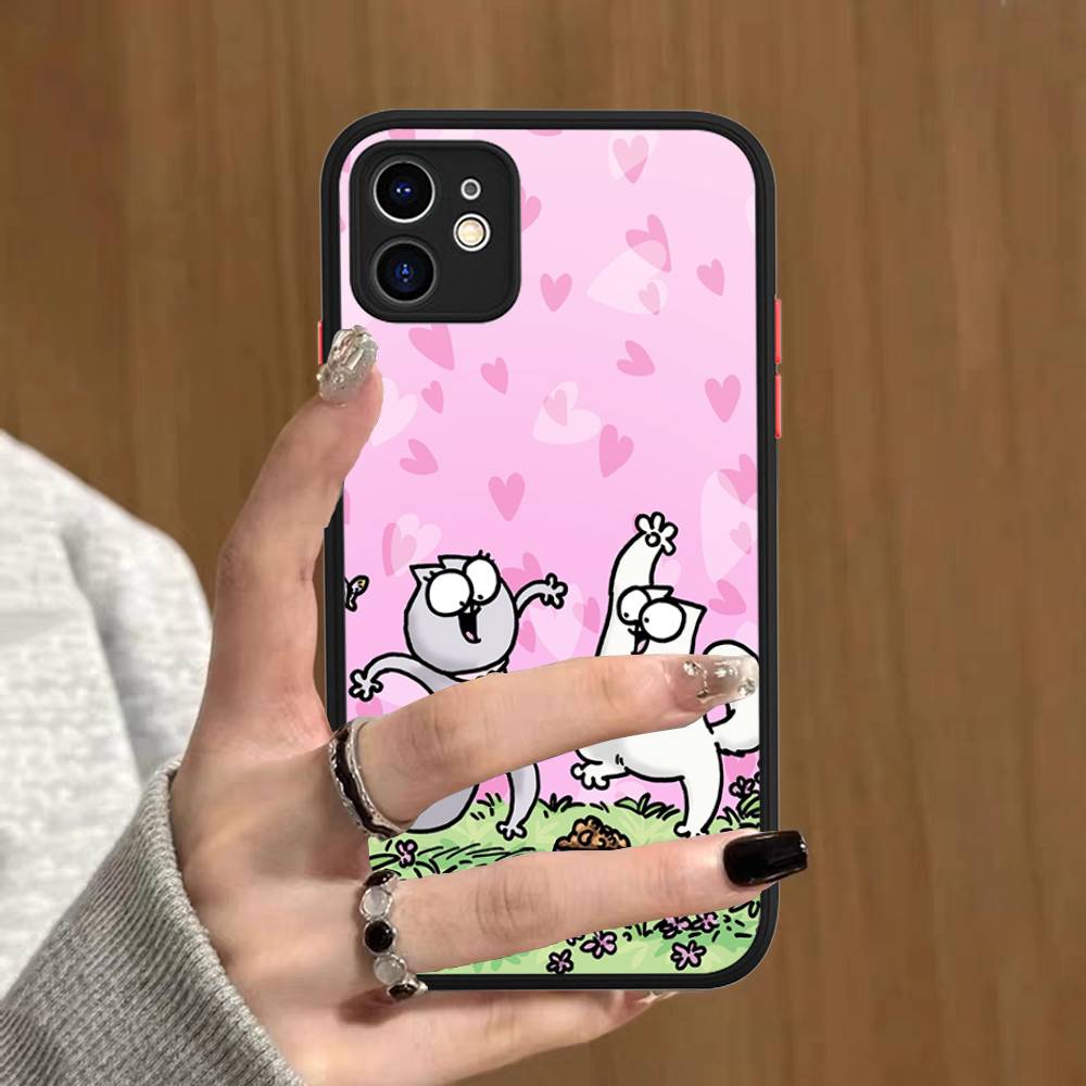 Cute S-Simons Cat Phone Case For IPhone 16 15 14 Plus 15 13 12 11 Pro Max X XS MAX Matte Cover