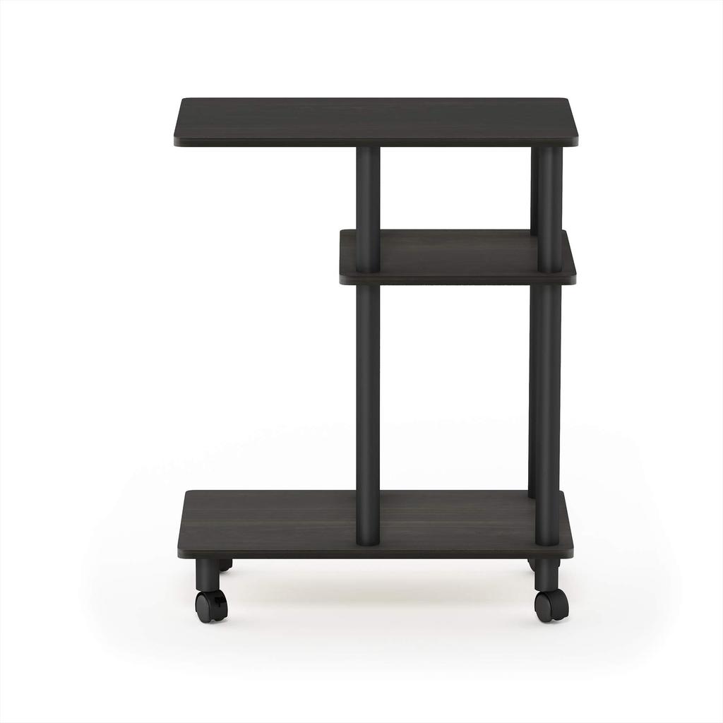 Furinno U-Shaped Side Table with Casters, Espresso/Black [Officially Imported from Japan]
