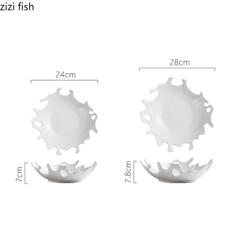 Creative White Irregular Ceramic Plates – Coral Shape Salad, Dessert & Dinner Porcelain Dish Set for Home Kitchen