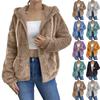 Women's Color Hooded Zip Up Cardigan with Pockets Loose Fit Coat