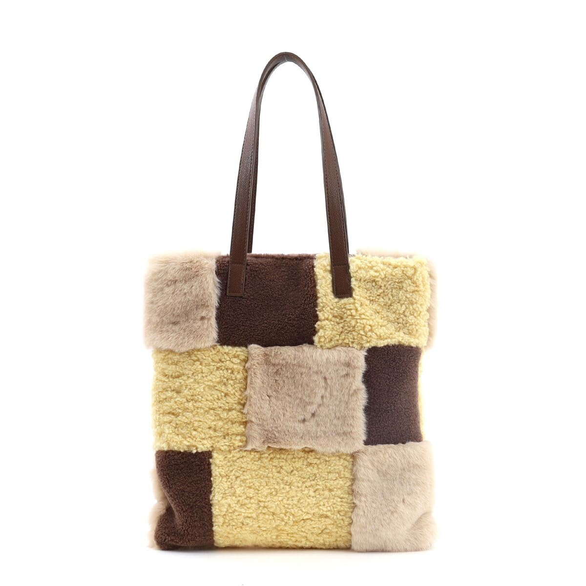 

Nananoel pappy Eco-Fur Patchwork Tote BagA4 Size, 2553311016, Yellow (350)