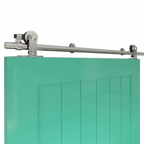 AIPCHYB 6FT/183CM Barn Door Hardware Kit with Rail, Single Sliding Barn Door, Stainless Steel Rail, Roller Hanger, T-Shaped Pulley, and Top-Hung Rail