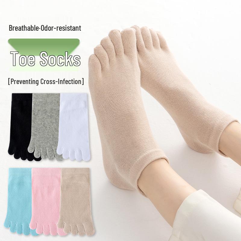 Free Shipping: 10 Pairs of Women's Summer Breathable Cotton Toe Socks - Invisible & Thin Design