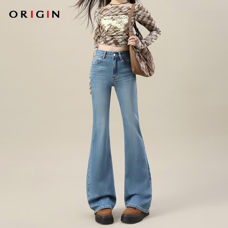 ORIGIN 2026 Women s High-Waist Micro-Flared Elastic Jeans XS
