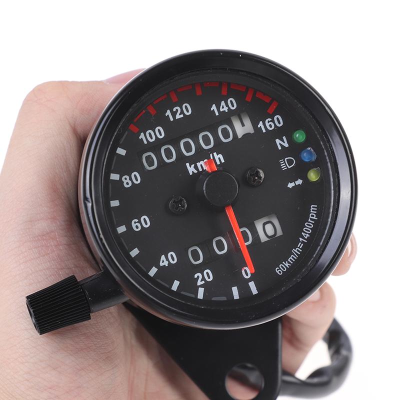 Universal Black Motorcycle Dual Speedometer Odometer 12V Moto with LED Indicator