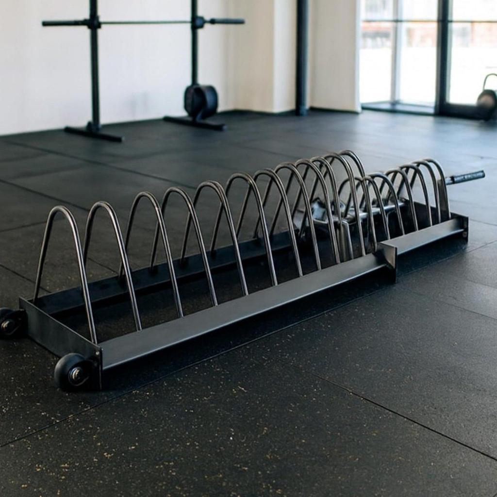 Barbell Plate Trolley Space-Saving Wheeled Weight Storage Rack Heavy-Duty