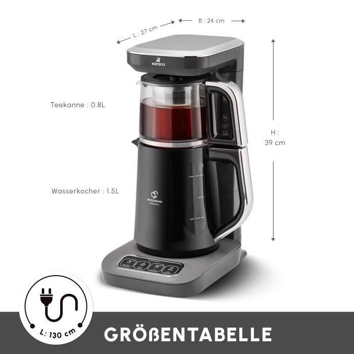Théière Bouilloire Cafetière - Karaca - Caysever Robotea Pro - 2500W - Automatique - Space Grey
