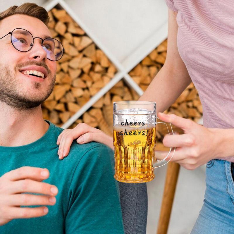 Dvouvrstvý vtipný pivní půllitr Falešný model Pivní korbel Dekorace 450ml Nepropustný Mrazuvzdorný Hrnek na pití Na kávu Koktejl