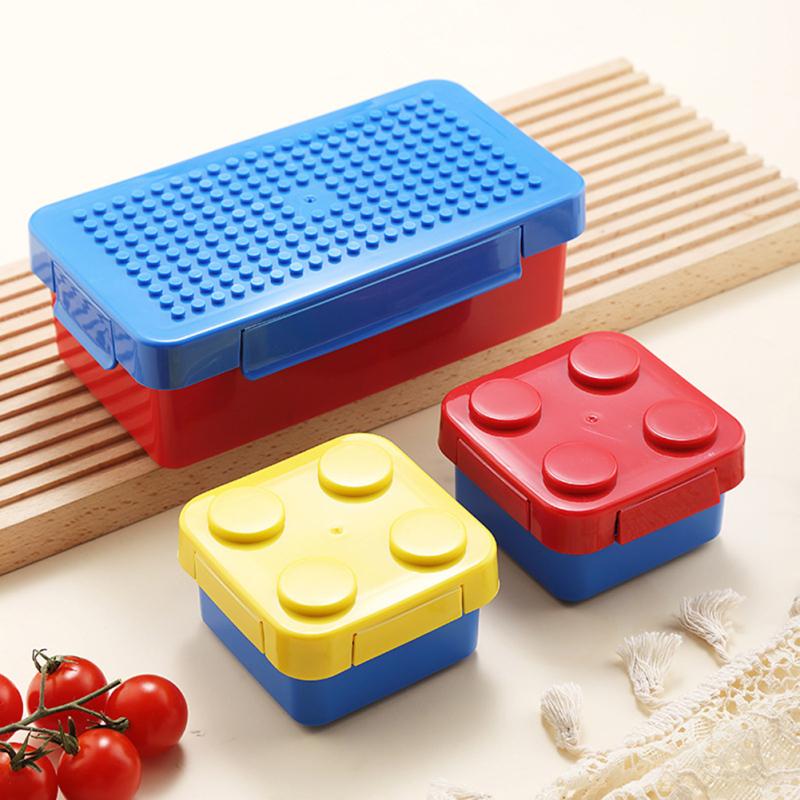 Portable Children Bento Lunch Box Creative Diy Building Blocks Sealed Salad Box Food Container