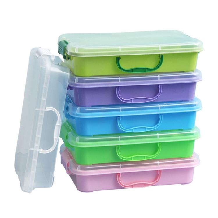 Plastic Sand Trays For Kids Play Stackable Waterproof Storage Boxes With Lid Sensory Toy Art Craft Supplies Blue Green Pink
