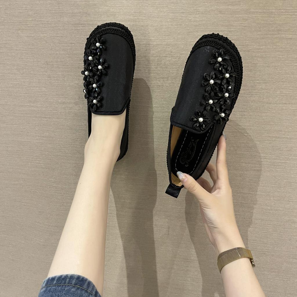 Tsutsu casual shoes Europe station 2026 summer new women's diamond mesh flat-soled Korean version of a ladle shoe