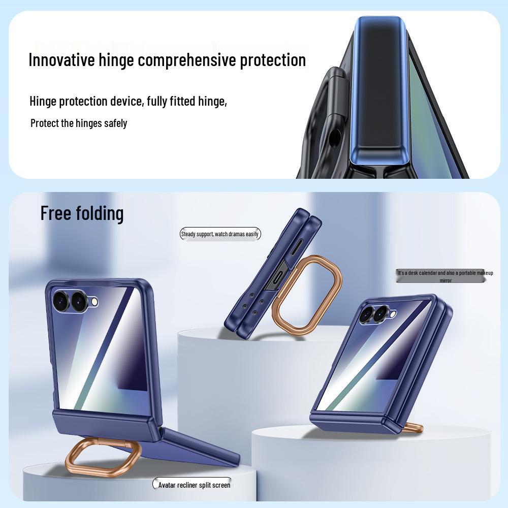 Pouzdro Samsung Z Flip7 s magnetickým kroužkem na pantu a integrovanou ochranou obrazovky