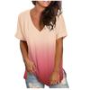 Summer New Tie Dye Gradient Color V-neck Short Sleeved Women's Fashionable and Trendy T-shirt