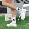 2025 Summer Girls' White Casual Breathable Running Shoes - Versatile Thick Sole Dad Sneakers