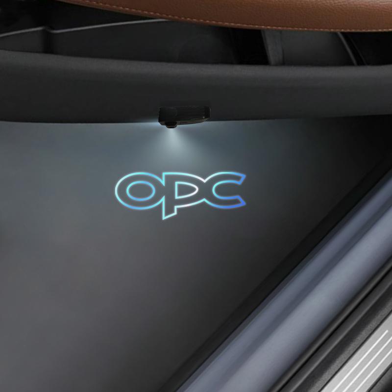 1/2Pcs GTC OPC Line Logo Car Door HD LED Lamps Projector Courtesy Welcome Lights For Opel Adam Astra Insignia Corsa Zafira Mokka