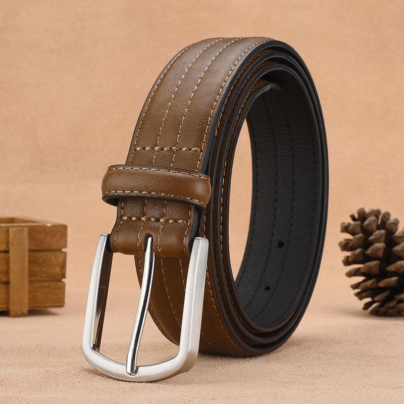 

Мужской ремень с пряжкой из искусственной кожи, мужская сумка для брюк, цельный большой волос 125cm темно-коричневого