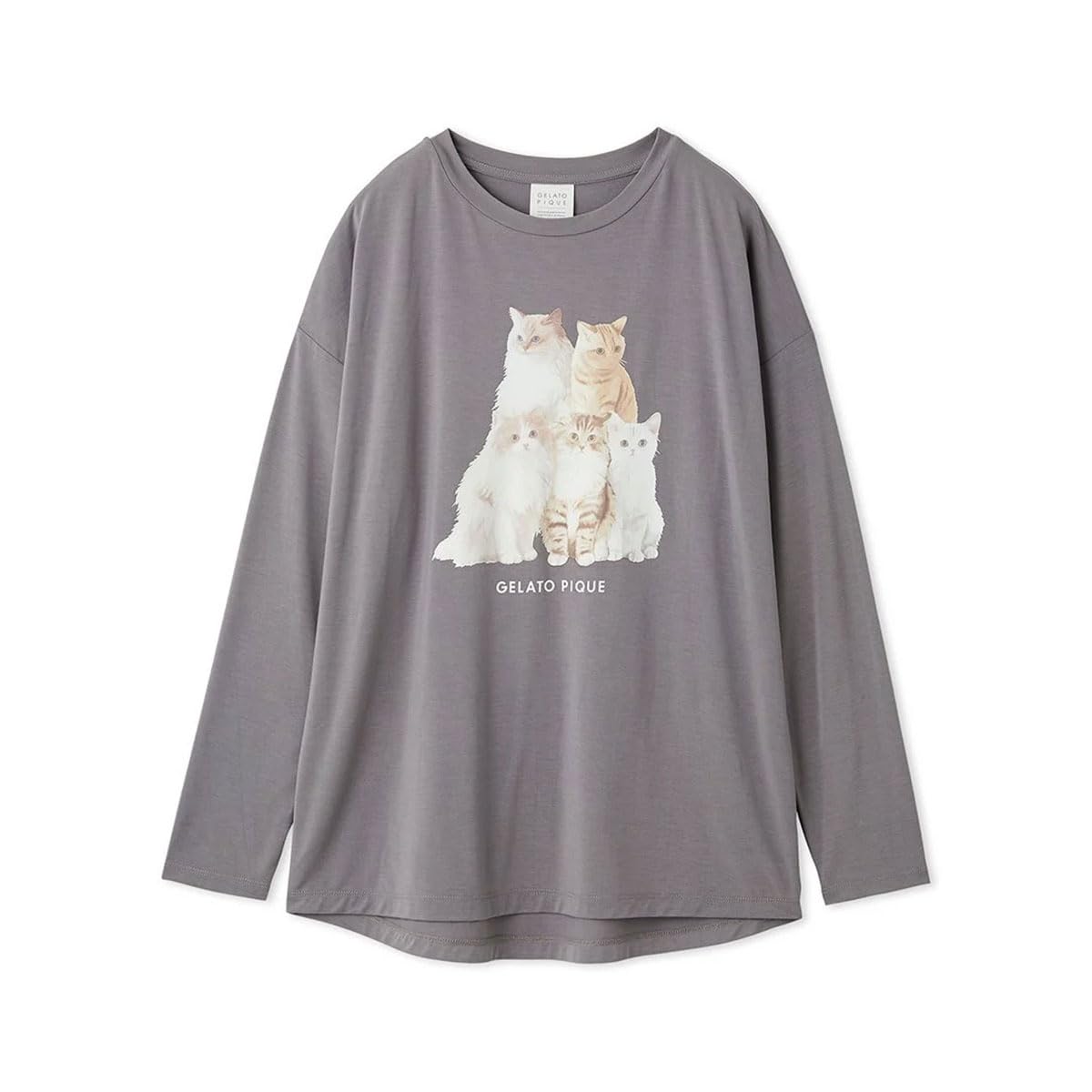 

Gelato Pique CAT Gelato Pique Loungewear Free Women s One-Point Long-Sleeved T-Shirt, Pajamas, (GY-Gray, Size)