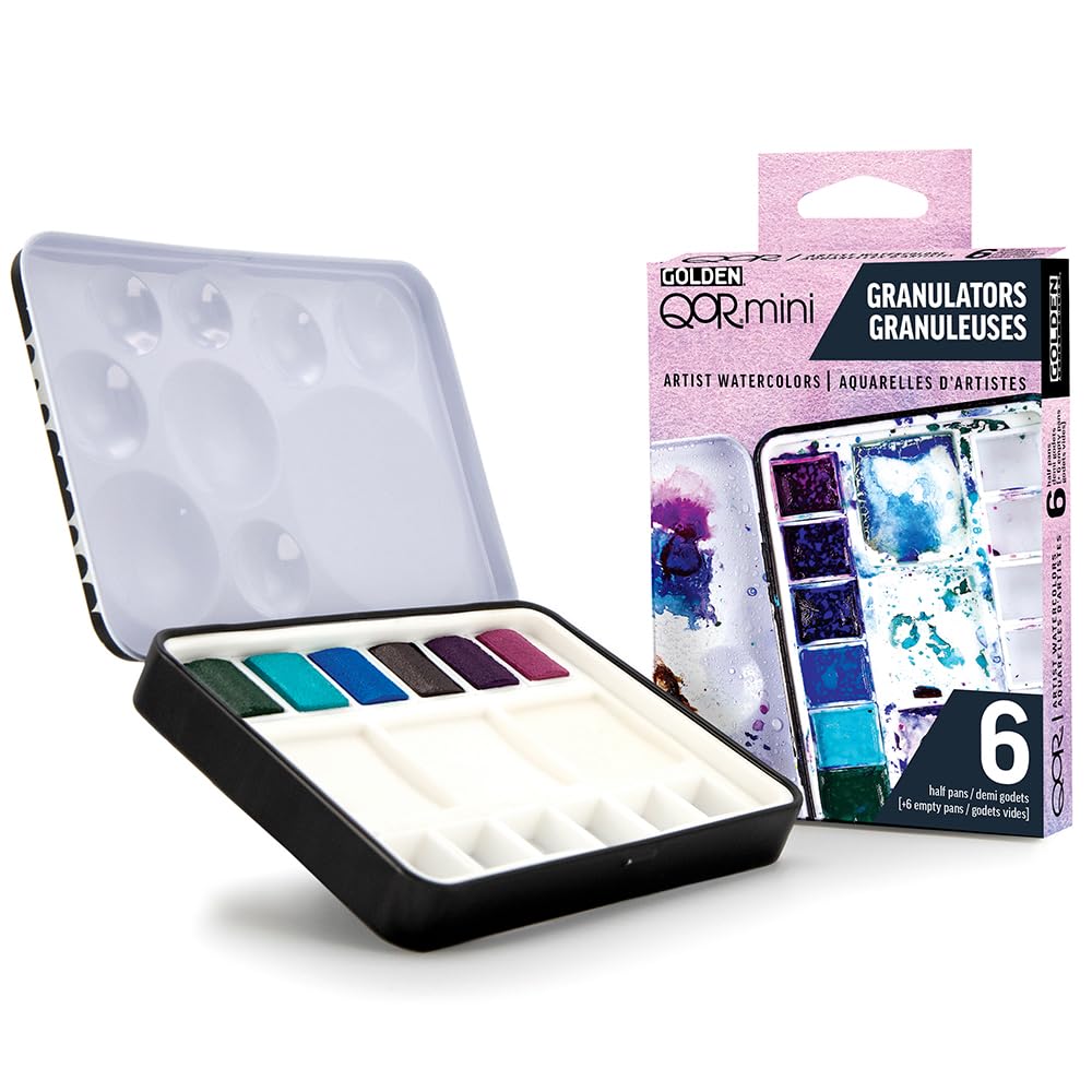 Golden QOR Watercolor 0035 Half Pan Granulators 6-Color Set 13300035