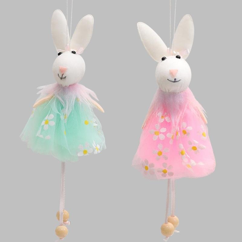 Colorful Holiday Rabbit Statue in Gauze Skirts for Indoor and Outdoor Holiday Decoration