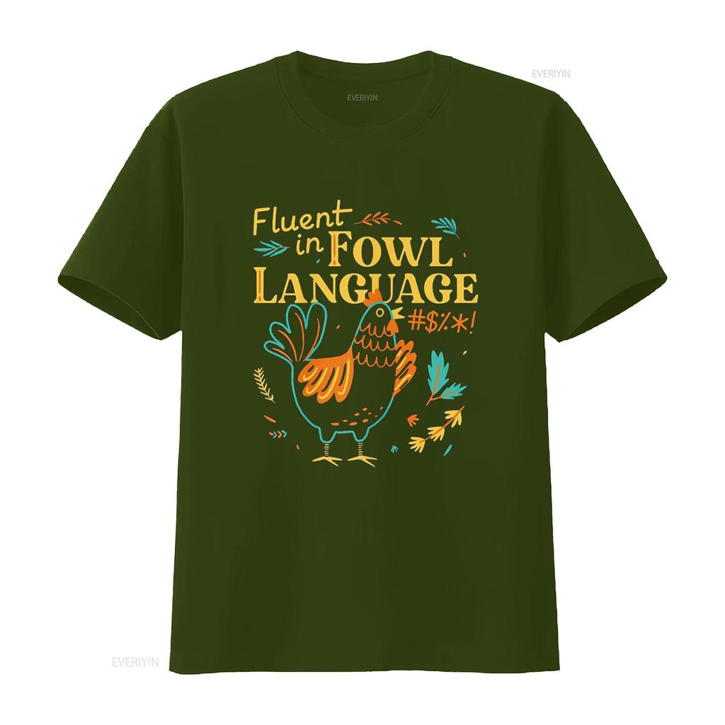 Vivay Fluent In Fowl Language Funny Novelty Chicken Lover T Shirt for Women s vintage Washed fashion streetwear Breathable