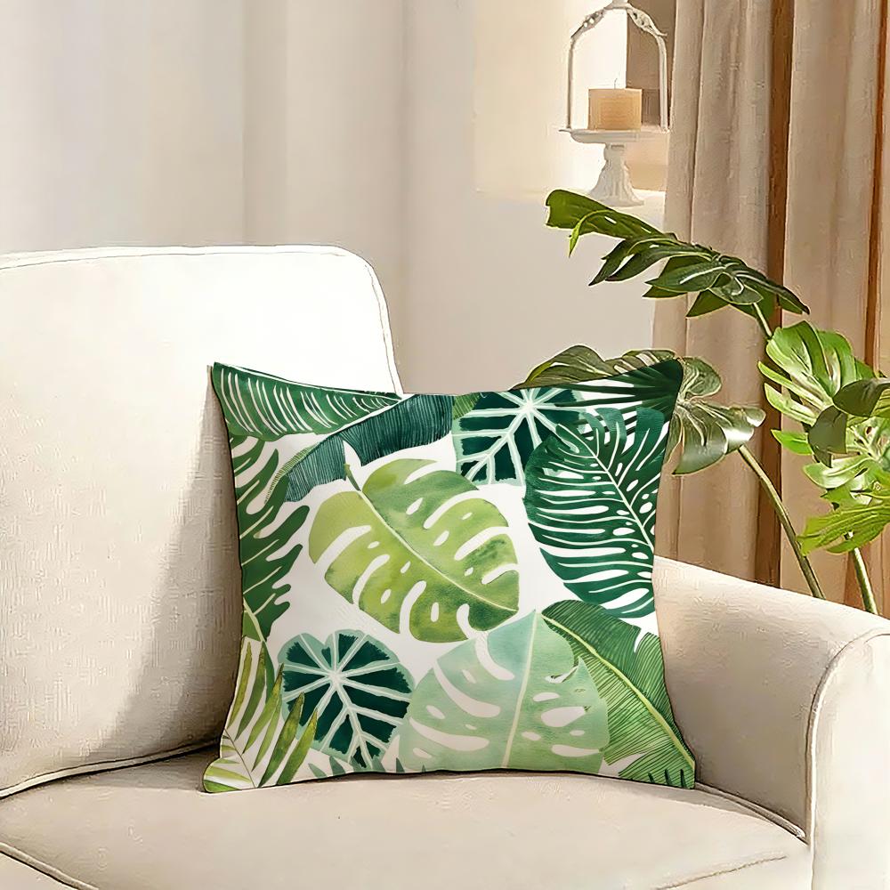 Modern Style Leaf Cushion Cover Reversible Plush Pillow Cover Soft Fluffy Home Decor for Sofa Bedroom