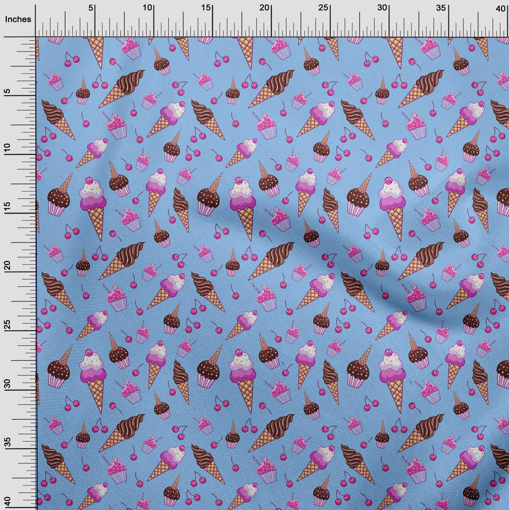 oneOone Cotton Flex Light Blue Fabric Kawai Craft Projects Decor Fabric Printed By The Yard 40 Inch