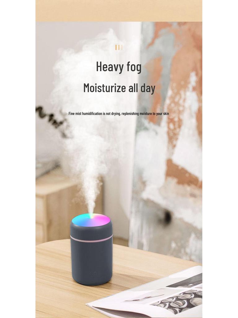 USB Mini Air Humidifier with Large Mist & Colorful Light for Office and Air-Conditioned Rooms