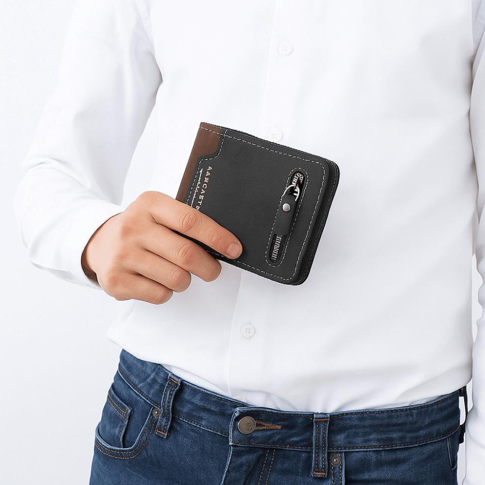 Large Capacity PU Leather Coin Purse Thin Card Holder Portable Men's Short Wallet  Travel