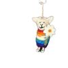 Lamb-Shaped Wool Felt Flower Keychain Ornament
