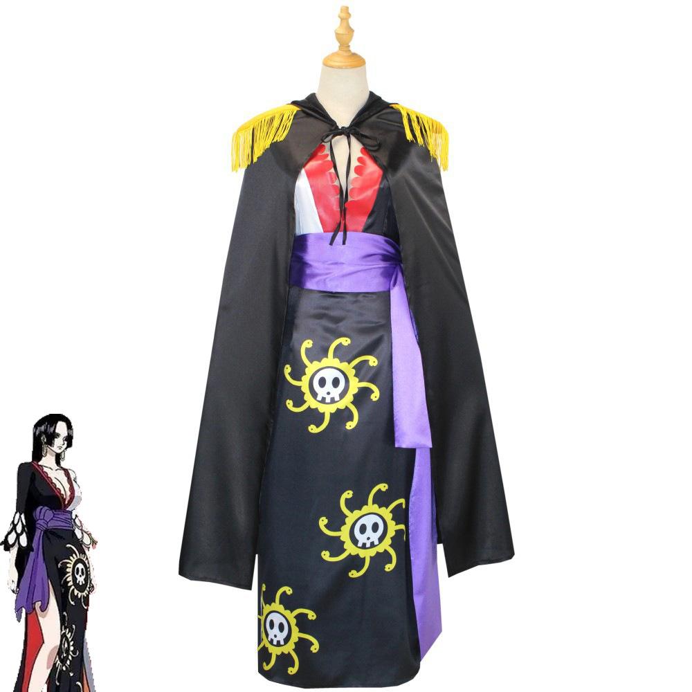 Anime Boa Hancock Cosplay With Cloak Boa Dress Costume Sailor Suit Boa Hancock Cosplay Costume Custom size Black Dress Earrings