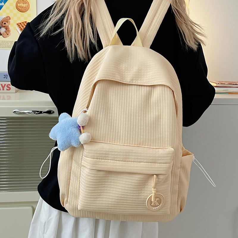 Small Fresh Backpack New Ins Casual Backpack College Style Solid Color Simple Large Capacity Primary School School Bag