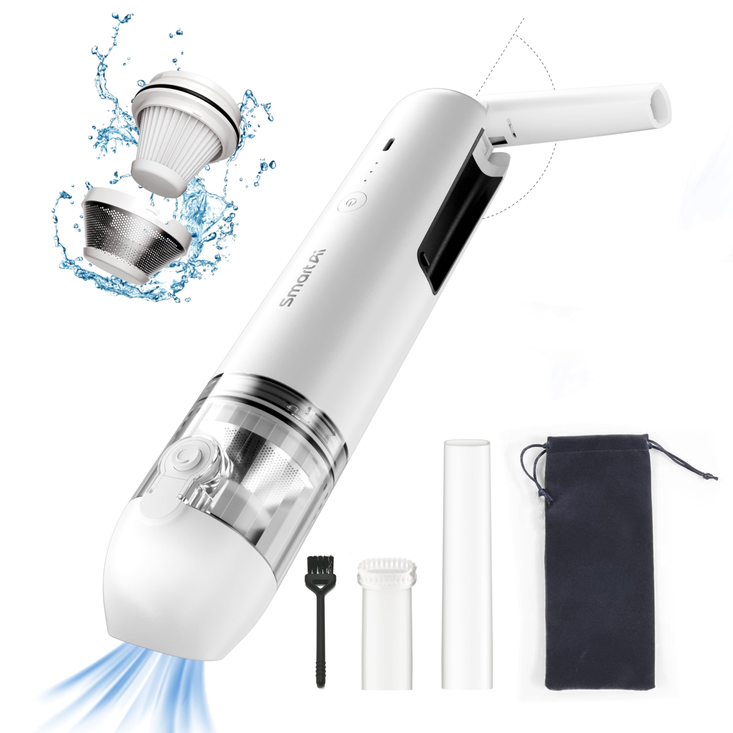 

SmartAI Handheld Car Vacuum Cleaner, 16000Pa Powerful Suction, 40 Minutes of Continuous Operation, 4-in-1 Electric Car Mini Portable Cordless Vacuum