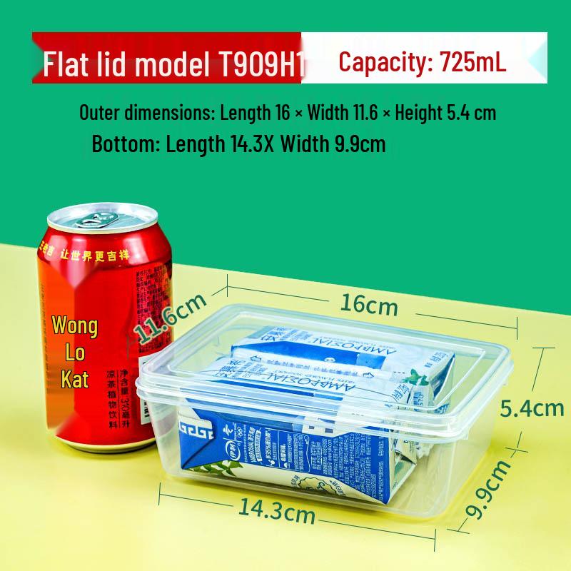 0.725L Rectangular Plastic Lunch Box with Flat Lid - Fresh Food Storage Container