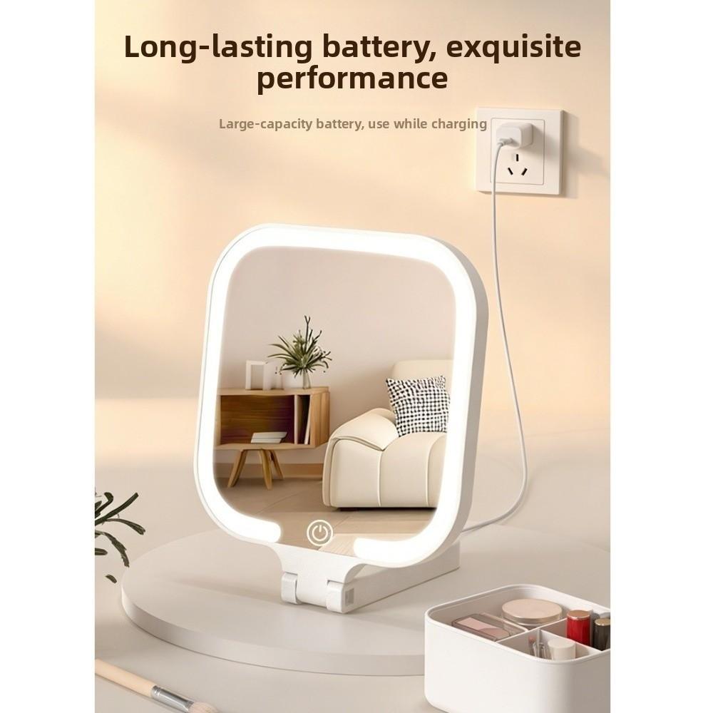 Touch Control Dimmable LED Makeup Mirror Bedroom Dressing Mirror  for Handheld,Tabletop&Travel