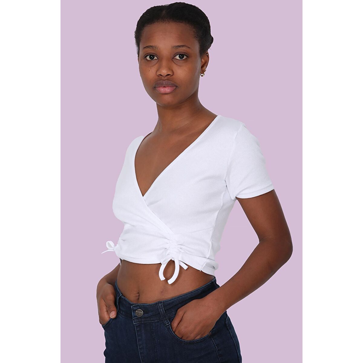 

Женское боди с двойным воротником