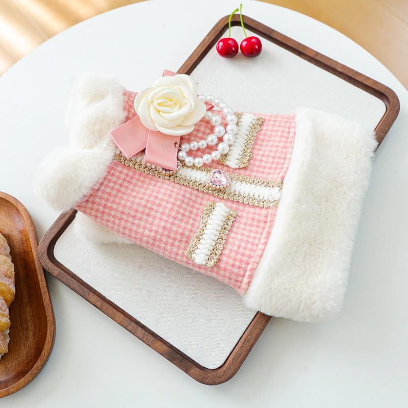 Warm Pet Vest Small Dogs Cats Winter Coat Lightweight Fleece Lined Puppy Jacket Pink Heart Style