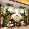 Chinese Style Classic Peacock Green Branches 3D Nature Wallpaper Living Room Backdrop Wall Home Decor Non-Woven Mural Wall Paper