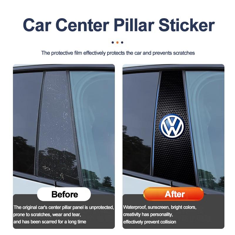 For VOLKSWAGEN VW 2Pcs Car Center Pillar Sticker Auto Logo Decorative Accessories For Volkswagen Tiguan Passat Golf Polo Touareg