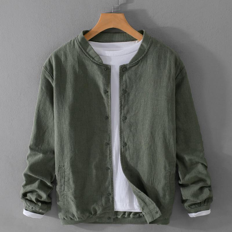 Мужская весенняя простая повседневная куртка с воротником-стойкой, подростковая осенняя однобортная свободная куртка M зелёный