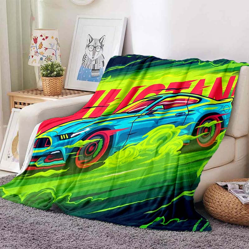 HD M-Mustangs Logo Auta Tištěná Flanelová Přikrývka Měkká Teplá Lehká Přehozová Přikrývka Domácí Dekorace Na Pohovku Postel Ložnici Cestovní Dárek