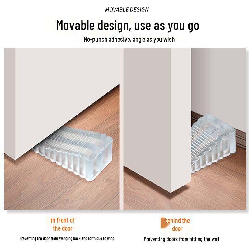 Windproof, Punch-Free Anti-Collision Door Stopper - Rubber Safety Stop for Home Doors