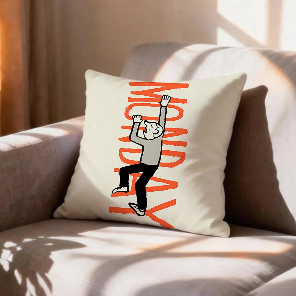 Flat Color Wall Art Jean JJullien MMinimalist Pillow Case Pattern Printed Pillowcase For Living Room Sofa Cushion Cover