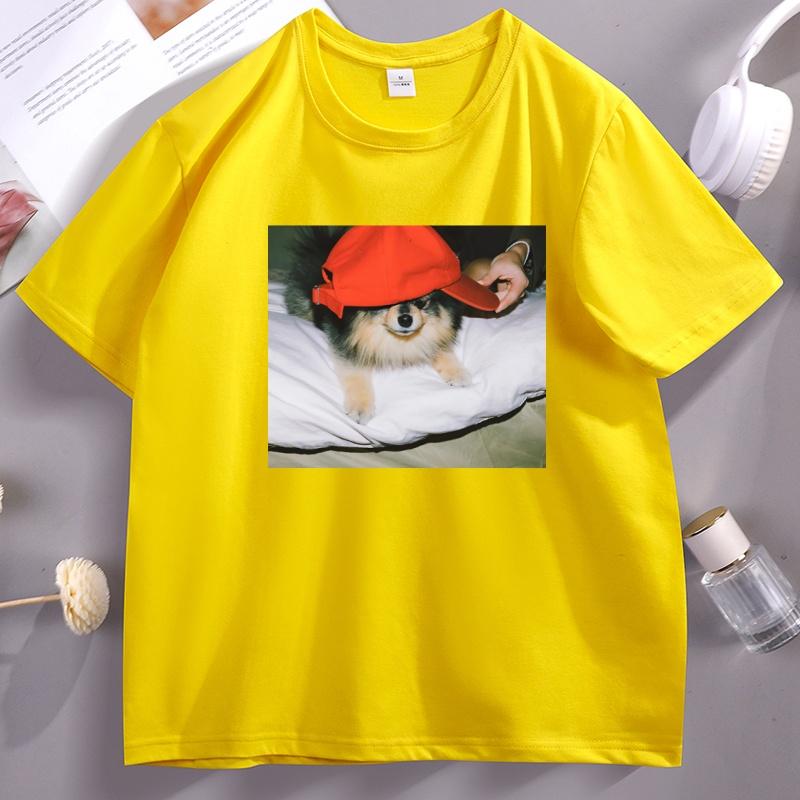 Funny Dog Kpop Tee Casual Korean Fashion Cotton Dog Tshirt WoUnisex Unisex Clothing Short Sleeve Cotton Fashion Tshirt Graphic Tee
